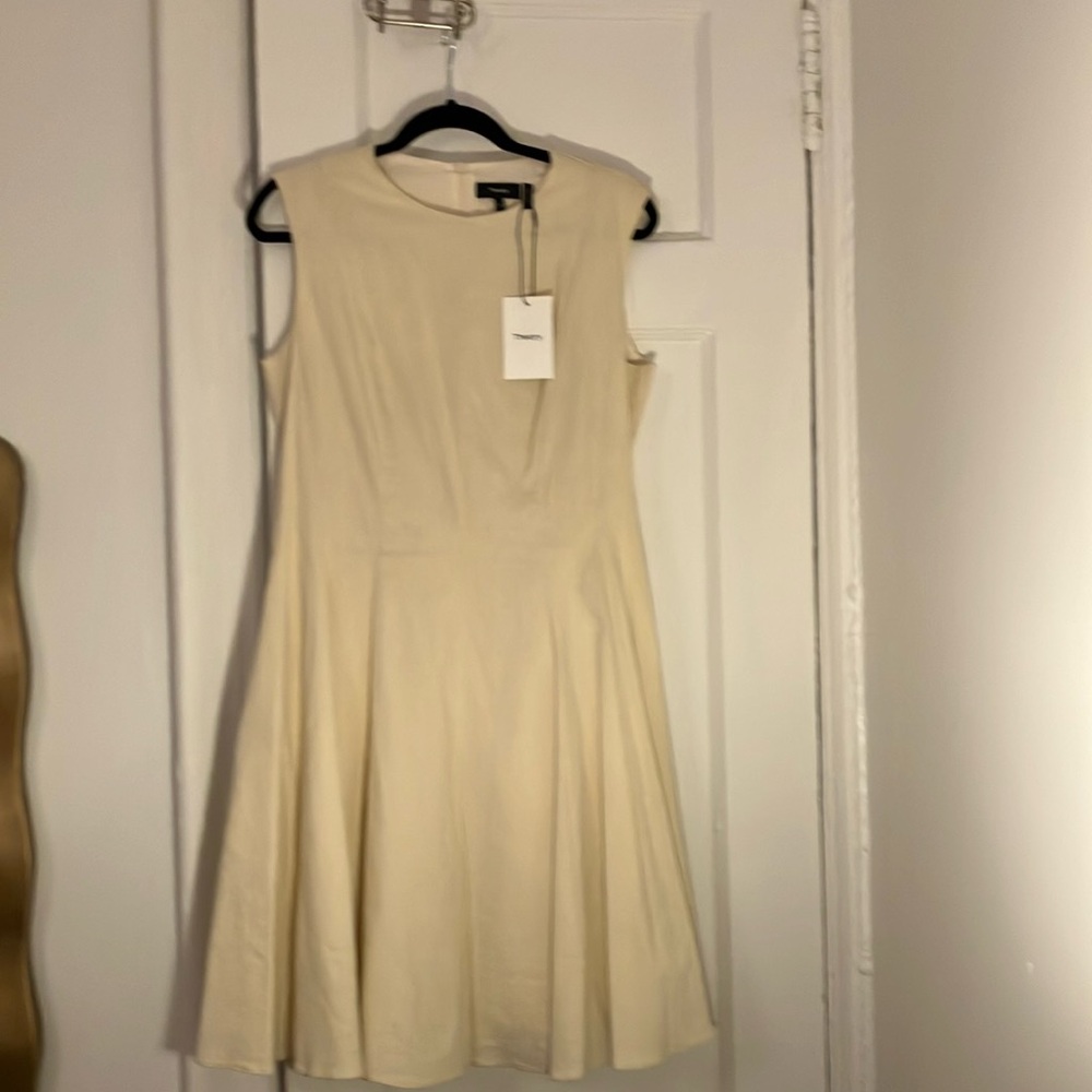 Theory Sleeveless Peplum Dress in Linen - Size 14 Cream color (NWT)